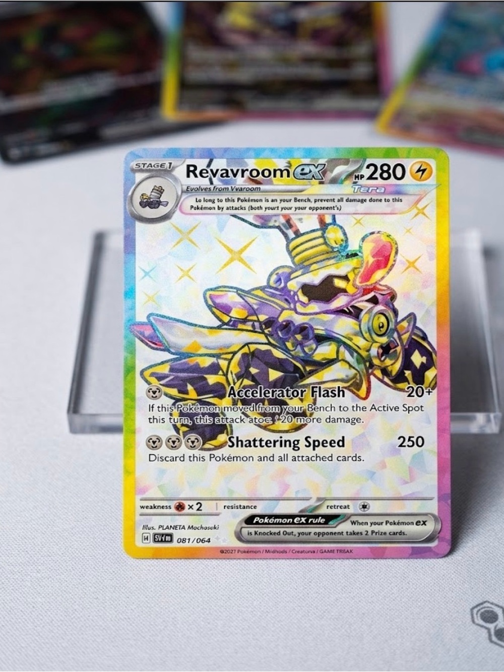 Amazon Revavroom ex Pokémon Holo Card - Yellow & Purple Artwork
